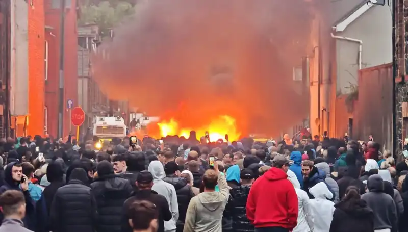 Kuzey İrlanda'da Cinsel Saldırı Protestoları Sırasında Evler Alev Alev Yandı